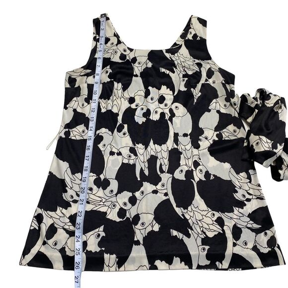 Vintage Parrot Print Slinky Belted Tank Top Sz S - Picture 7 of 12